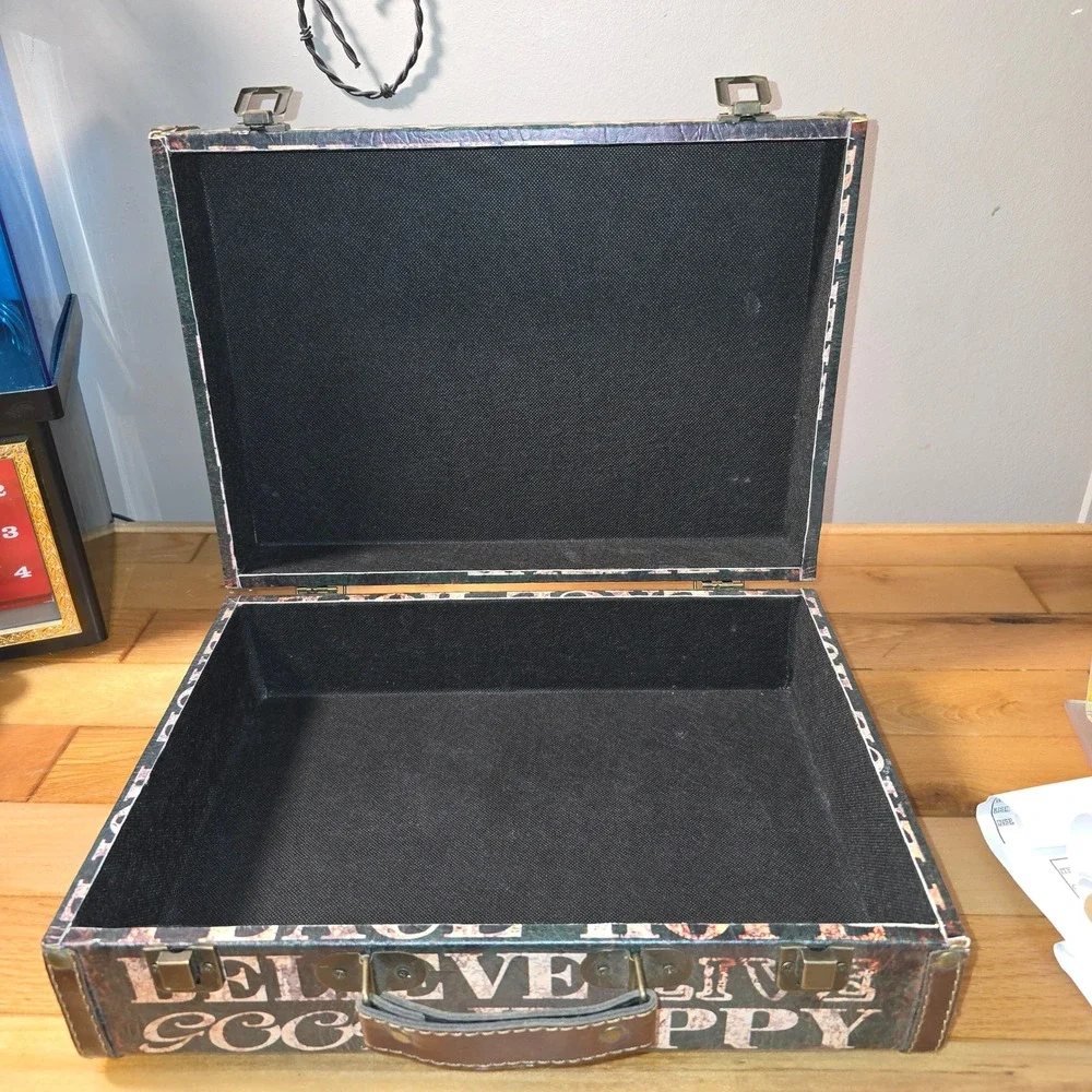 Vintage Style Inspirational Typography Decorative Storage Trunk Suitcase Box